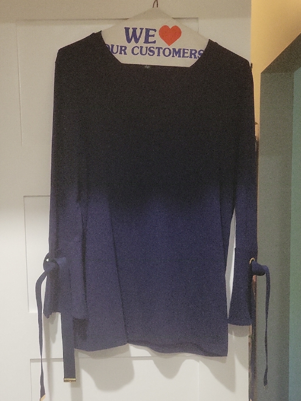 Ralph Lauren Navy Crewneck Tie Sleeve Knit Top